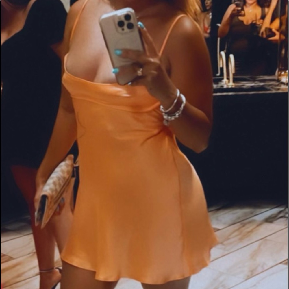 Zara Satin Cut Out Dress 🧡